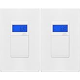 ENERLITES 7 Days Digital in-Wall Programmable Timer Switch for Lights, Fans, and Motors, Neutral Wire Required,7-Day 18 ON/Off Timer Settings, with Blue Backlight, UL Listed, HET01, White, 2 Pack