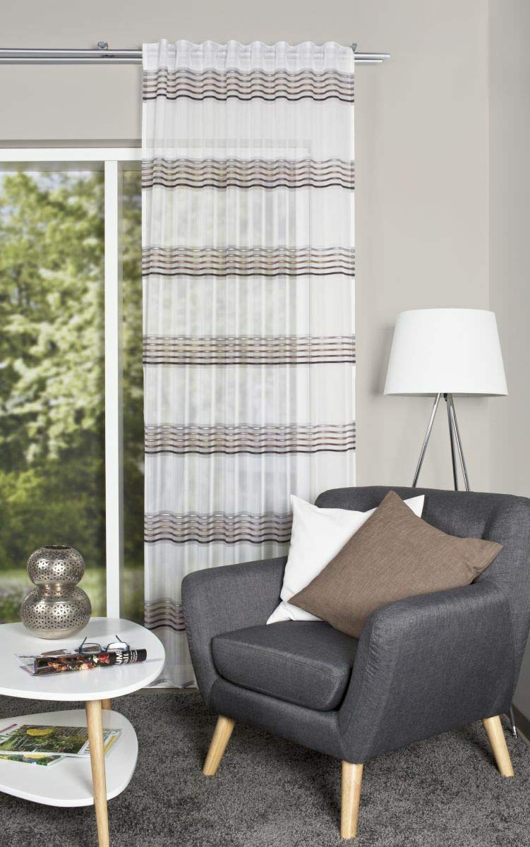 Home Fashion Voile 085441-4005 Curtain 245 x 140 cm Striped