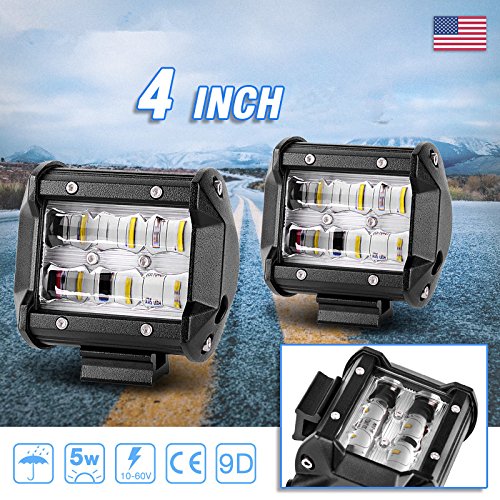 DWVO 9D LED Pods Light Bars, 2PACK 4 Inch 36W 3600LM Flood Off Road Fog Driving Lighst for Motorcycle Trucks Jeep UTV ATV Boats, 3 Year Warranty