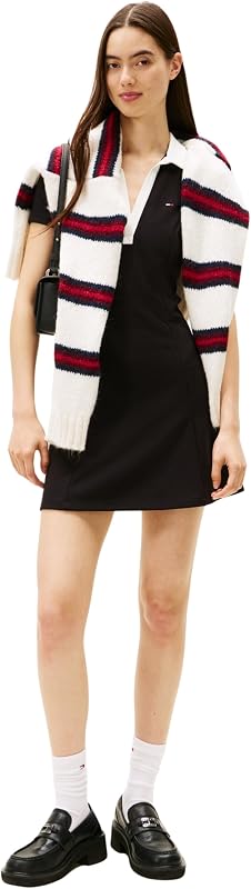 Damen Tjw Contrast Vpolo Fit&Flare EXT Dw0dw17937 Polokleid, Black (Black), L EU