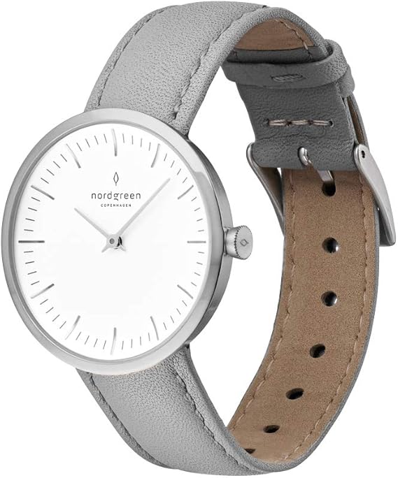 Amazon Nordgreen ノードグリーン Infinity レディースのシルバーの北欧デザイン腕時計 32mm グレーレザーストラップ 時計バンド 腕時計 通販