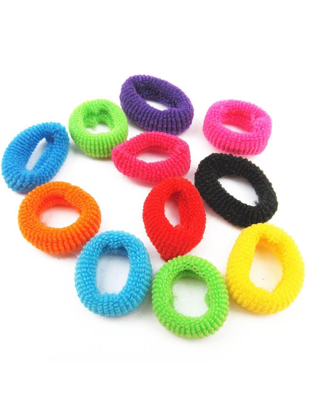 Pack of 100 Hair Ties, Baby Girls Kids Hair Holder Hair Tie Elastic Rubber Bands Ponytail Holders Scrunchie Soft Terry Small Multicolor Hair ties