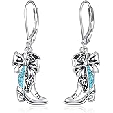 Western Cowgirl Boot Earrings 925 Sterling Silver Turquoise Western Country Jewelry Gifts for Women Cowboy