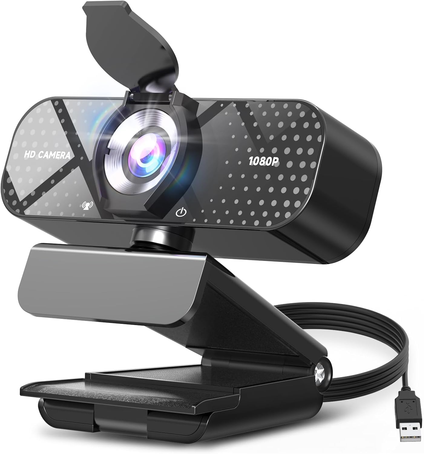 Photo 1 of TRAUSI 1080P Full HD Webcam with Privacy Cover, Wide Angle Lens, Active Light Correction, Plug and Play USB Webcam for PC, Desktop, Laptop