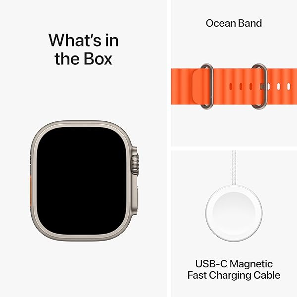 APPLE WATCH ULTRA 2 [GPS + CELLULAR, 49MM] – TITANIUM CASE WITH ORANGE OCEAN BAND, ONE SIZE (RENEWED)