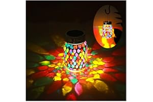 GUANFU Mosaic Solar Lights Outdoor Hanging Lanterns, Rechargeable Mosaic Solar Lanterns， Outdoor Waterproof Solar Night Lights Table Lamps for Decorations