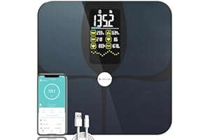 Body Fat Scale, LEPULSE Large 4.68" Display Scale for Body Weight, Accurate Digital Bathroom Scale, Rechargeable BMI Smart Weight Scale with Body Fat Muscle Heart Rate, 15 Body Composition
