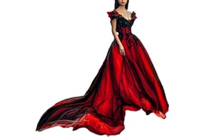 Kivary Women Off The Shoulder Long Gothic Black V Neck Tulle Evening Prom Dress