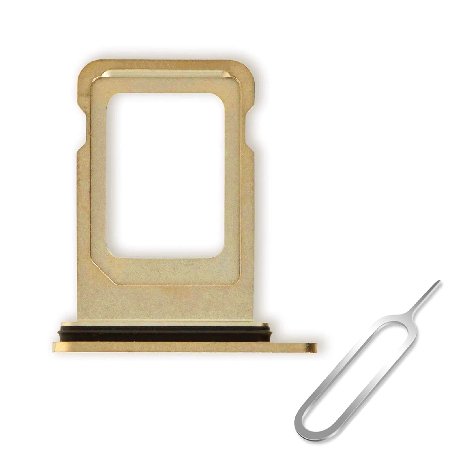 Cemobile SIM Card Tray Slot Holder Replacement for iPhone 12 Pro / 12 Pro Max (Single SIM Version) with Waterproof Rubber Seal Ring + SIM Tray Open Eject Pin (Gold)