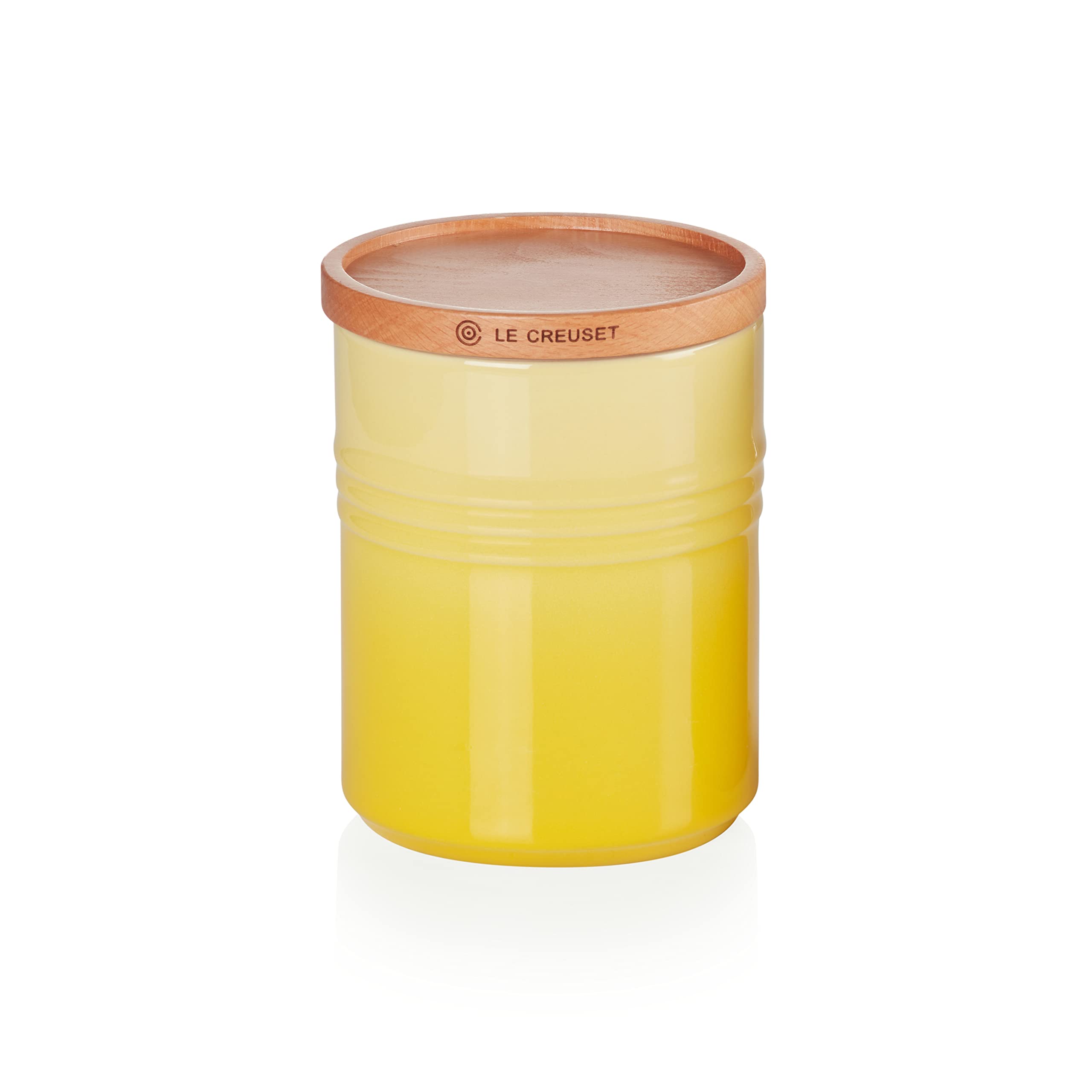 LE CREUSET Stoneware Medium Storage Jar with Wooden Lid, Stoneware, 540 ml, 10 cm, Soleil, 91044401403099 โ image 1