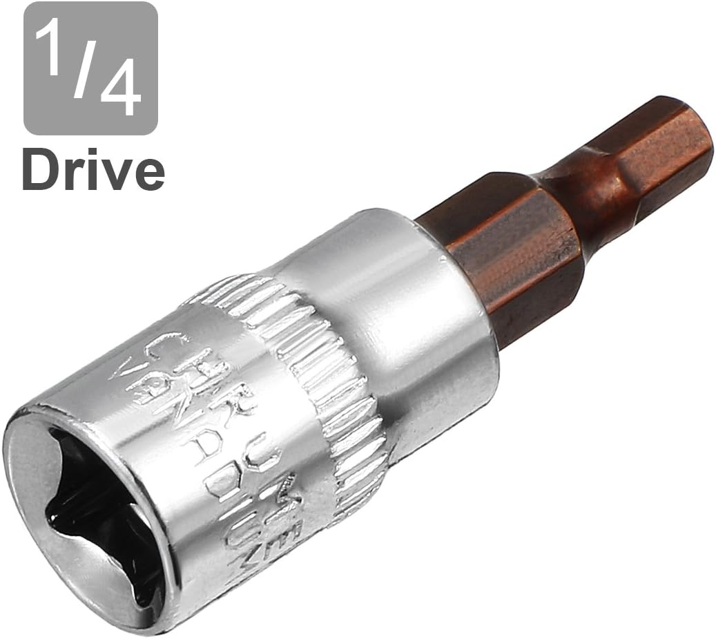 Sourcingmap 2pcs 1/4" Drive x H4 (4mm) Hex Bit Socket, S2 Steel Bits CR-V Sockets 1.5" Length Use with Ratchet Wrench - Image 4