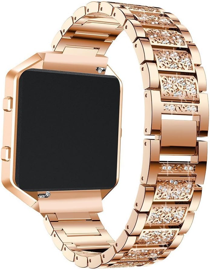 AISPORTS Compatible for Fitbit Blaze Strap with Frame for Women Adjustable Stainless Steel Bling Glitter Jewelry Crystal Diamond Metal Bracelet Wristband Replacement Strap for Fitbit Blaze Smartwatch - Image 4