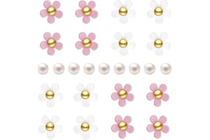 NEVEGE Shoe Charms 24PC Flower Charms with Crystal Rhinestone Pearl Shoe Decoration Charms Cute Flower Shoe Charms Gift Bling Shoe Charms for Aldult