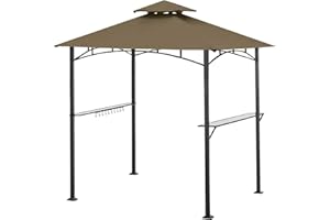 Ontheway 5 ft x 8 ft TOP Only Grill BBQ Gazebo Roof Top Double Tiered Replacement Canopy Roof Outdoor Gazebo Tent Roof Top