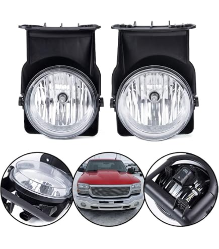Jdragon Fog Lights Pair – For 2003-2006 GMC Sierra – Clear Lens, 35W, 4300K – DOT/SAE Approved – Replaces 15190984, 15190985