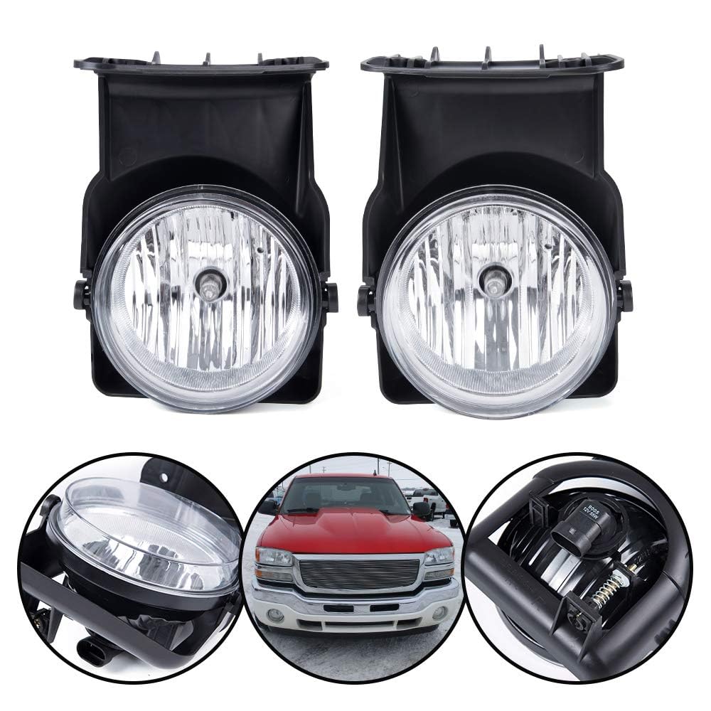 Photo 1 of G-PLUS Bumper Fog Lights Compatible With GMC Sierra 1500 2500 3500 2003-2006 Pickup Clear Driving Fog Lamps W/o Wiring Kit Left+Right Side