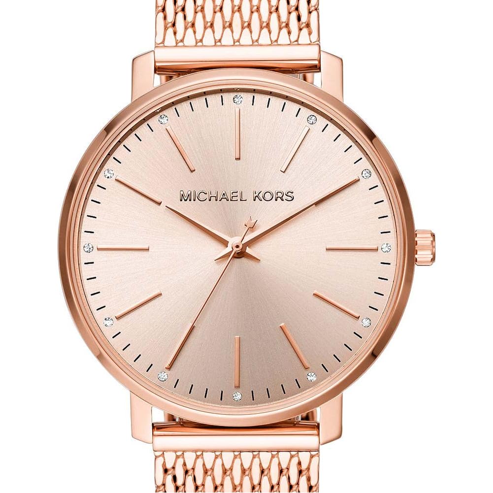 Michael Kors Damen Pyper Uhr, Quarzwerk mit DREI Zeigern, mit Edelstahl- oder Legierungsarmband