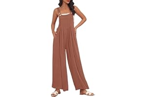 AUTOMET Womens Jumpsuits Overalls Wide Leg Casual Summer Outfits Rompers Jumpers Sleeveless Straps With Pockets 2024