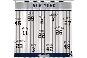 AARONIE Yankee Shower Curtains for Bathroom Decor, New York Shower Curtain with 12 Hooks, for Yankee Wall Art Decor, Yankee Gifts for Man, 72"×72"