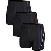 KANAV 3 Pack Men's Athletic Square Leg Swimsuit Jammers Durable Compression Swim Briefs Training Bathing Swimming Shorts