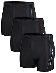 KANAV 3 Pack Men's Athletic Square Leg Swimsuit