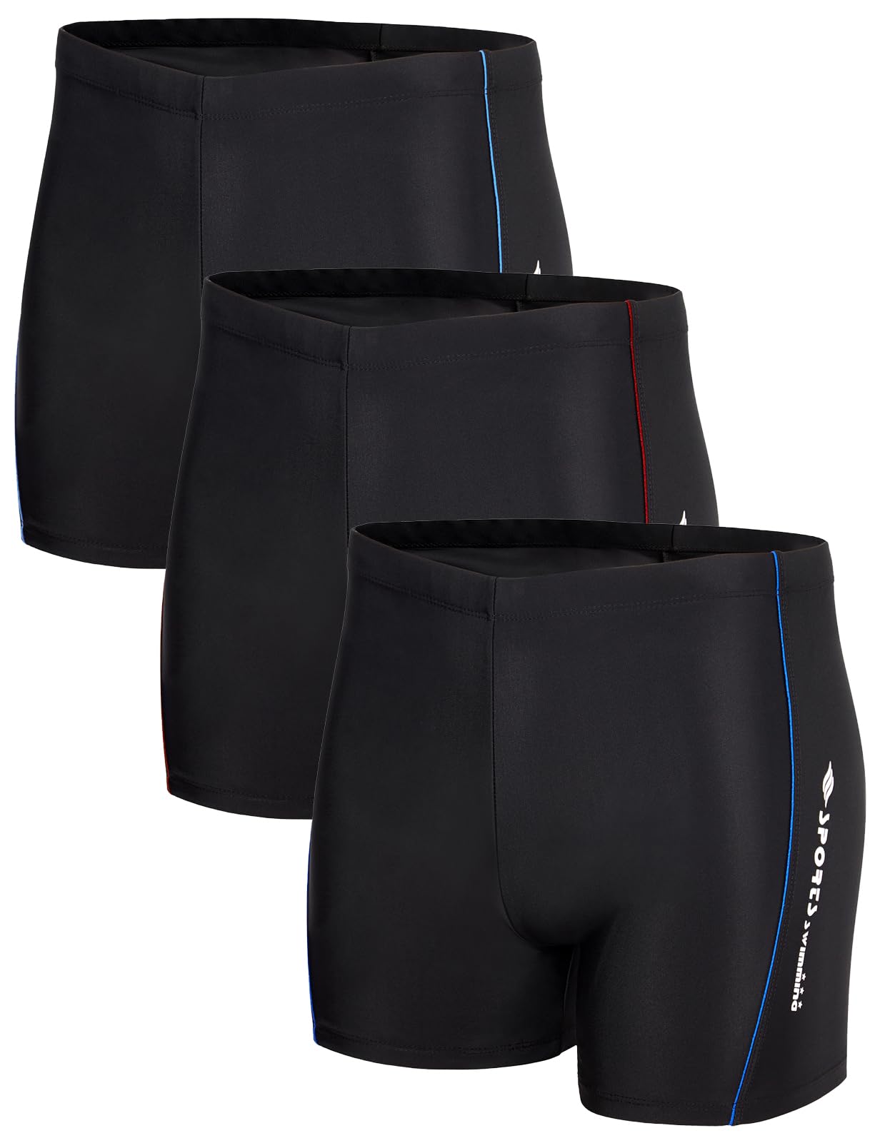 KANAV 3 Pack Men's Athletic Square Leg Swimsuit