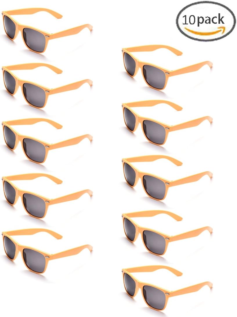 Onnea 10 Pairs 80's Party Favors Sunglasses Pack for Adults UV400 Protection (Yellow 10-pack)