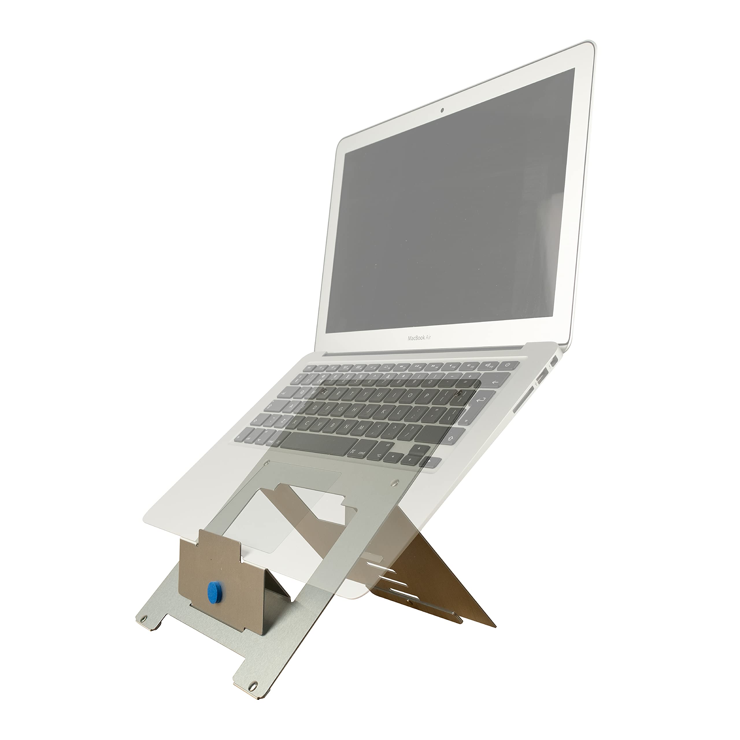 R-Go Tools Ergonomic Laptop Stand, Ultra-thin Aluminum, Adjustable Portable Notebook riser for desk, Compatible with 10-22" MacBook/Air Pro/Dell XPS/Lenovo, Support up to 11ibs, Silver