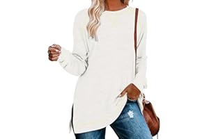 NILOUFO Womens Long Sleeve T Shirts Casual Blouses Trendy Tops Side Split Tunics