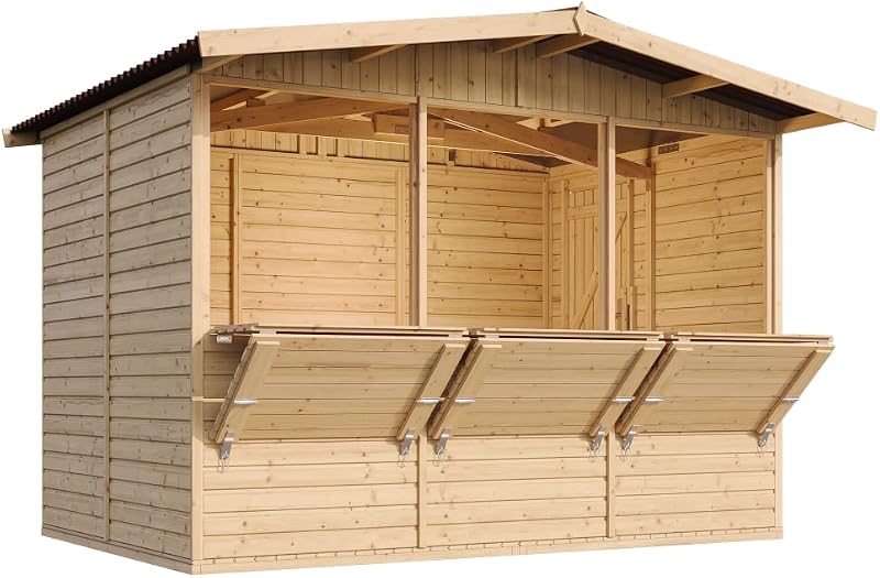 TIMBELA Wooden Market Stall House Garden Bar Kiosk 263x336cm Shiplap M150A