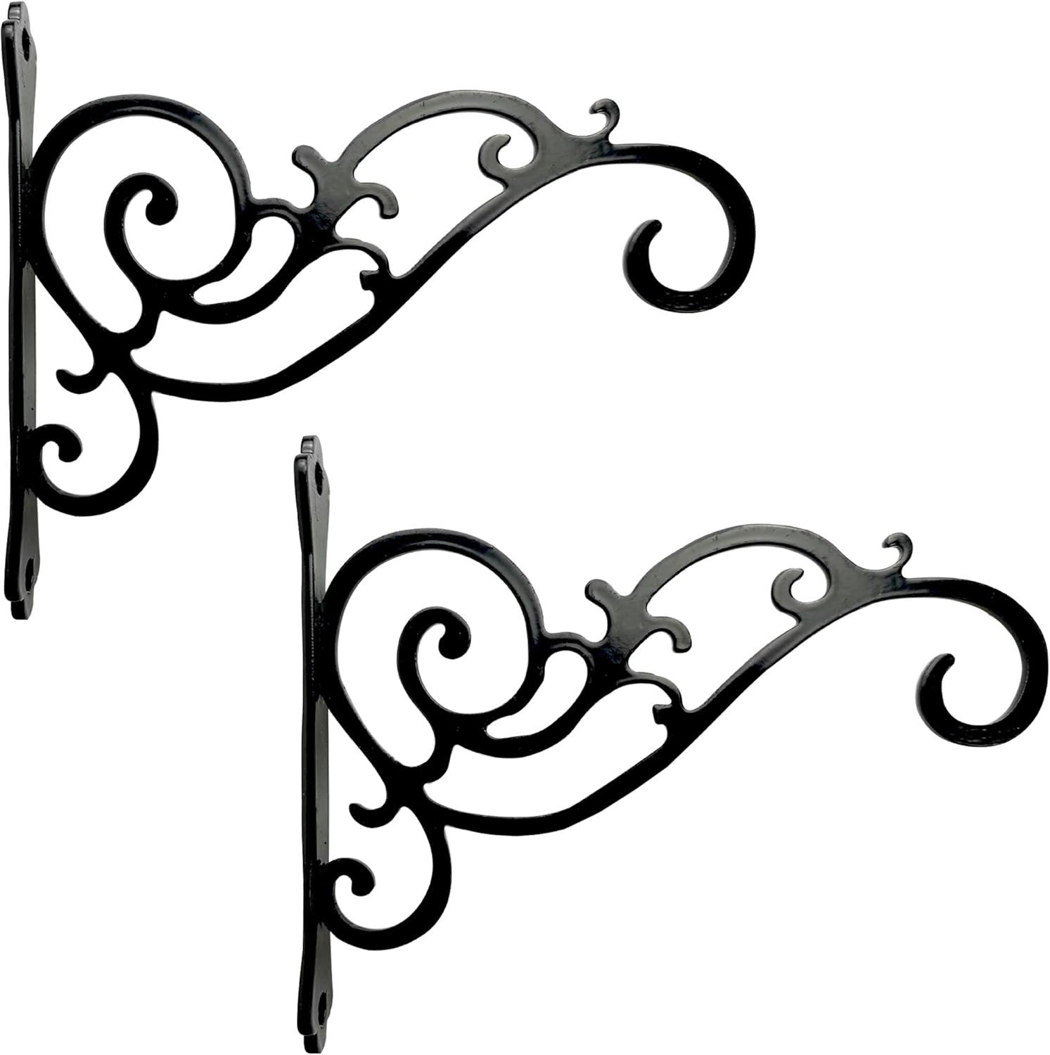 Outdoor Hanging Brackets - N+A Sunshine Iron Metal Hanging Planter Bracket, 2 Pack Wall Hooks for Hanging Birds Feeders, Latern, Wind Chimes, Coat, Decorative Indoor Outdoor (Black)