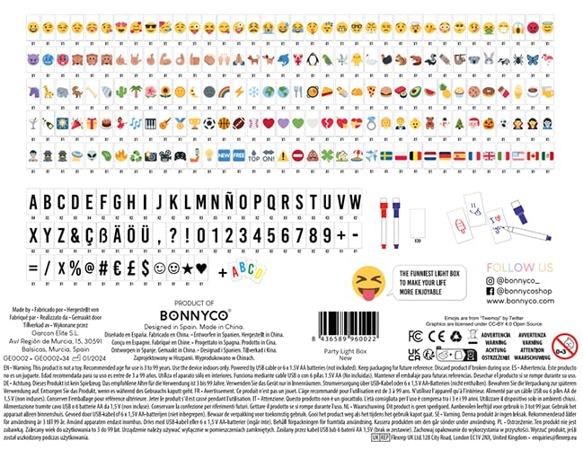 Cinema Light Box Color Changing with 400 Letters, Emojis, Remote Control and 2 Markers - BONNYCO | Led Light Box 16 Colors Home, Office & Room Decor | Cinema Led Sign Letters Board Gifts for Women Men