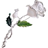 Alilang Womens Belle Red White Purple Violet Rose Flower Enamel Crystal Rhinestone Brooch Pin Golden Tone