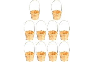 FOMIYES 10pcs Mini Woven Basket with Handle, Small Easter Wicker Flower Baskets for Easter Spring Wedding Party Favors Craft 