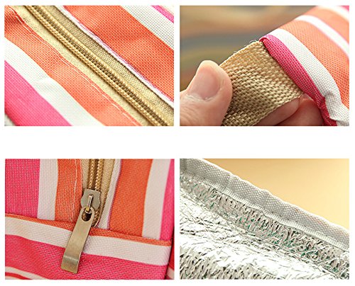 WITERY New Canvas Lunch Bag Tote Insulated Cooler Travel Zipper Lunch Box Sack Storage Carry Case Bag Lunch Kit - Thumbnail 4