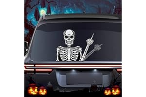 Leniutor Halloween Skull Rear Wiper Decal, Horror Scary Film Figure Wiper Sticker for Car Rear Window Windshield for SUV Car Stickers and Decals Halloween Car Decoration (Middle Finger)