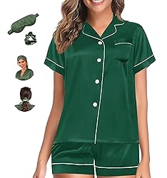 WJing Yi Jia Womens Pajama Sets XS-4XL Silk Satin