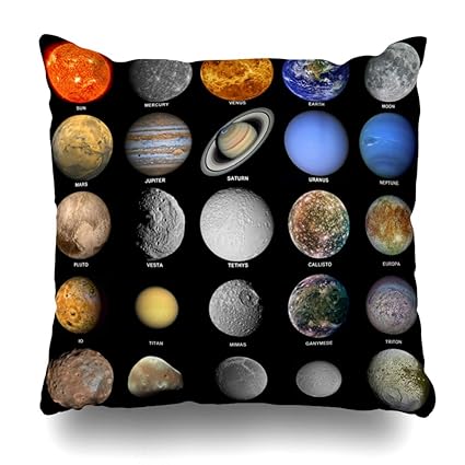 Alliucoo Throw Pillow Covers Earth Alien All Planets That Make Solar System Mars Science Asteroid Callisto Deimos Dione Design Home Decor Zippered