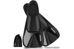 WACOOL Adult Short Light Full Foot Pocket Travel Size Fins Short Blade Fins Flippers for Snorkeling Diving Scuba or Swimming Training