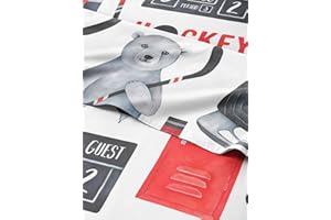 Kids Full Size Hockey Bear Bed Sheets - 4 Piece Bear Sheet Set - Ice Hockey Puck Print Bedding - Soft, Cute & Cozy - Breathab