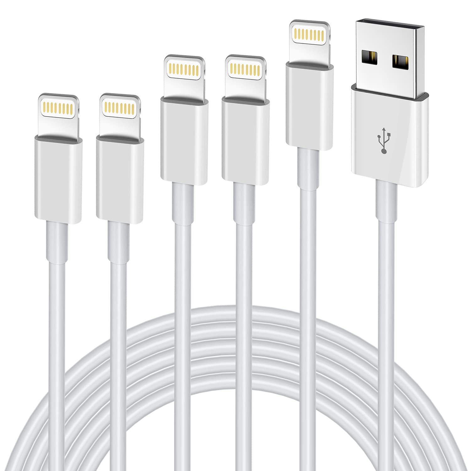 Photo 1 of [Apple MFi Certified] Lightning Cable 5pack [3/3/6/6/10FT] Fast iPhone Charging Cord Compatible for iPhone 14/13 mini/13/12/11 Pro MAX/XR/XS/8/7/Plus/6S/SE/iPad