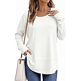 Tankaneo Womens Oversized Scoop Neck Long Sleeve Shirts Casual Loose Fit Tunic Tops Fall Basic Tees