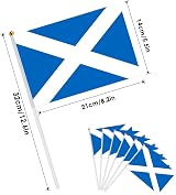 AhfuLife 15pc Scottish Flags on Sticks 14x21cm 30cm Poles Burns Night view 2