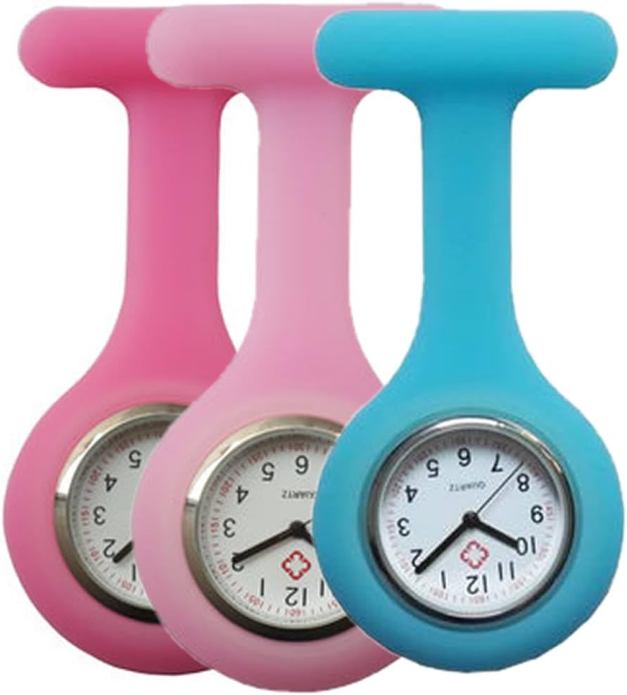 Nurse Watch,Silicone with Pin/Clip Infection Control Design Health Care Nurse Doctor Fob Watch (3 pcs/lot)