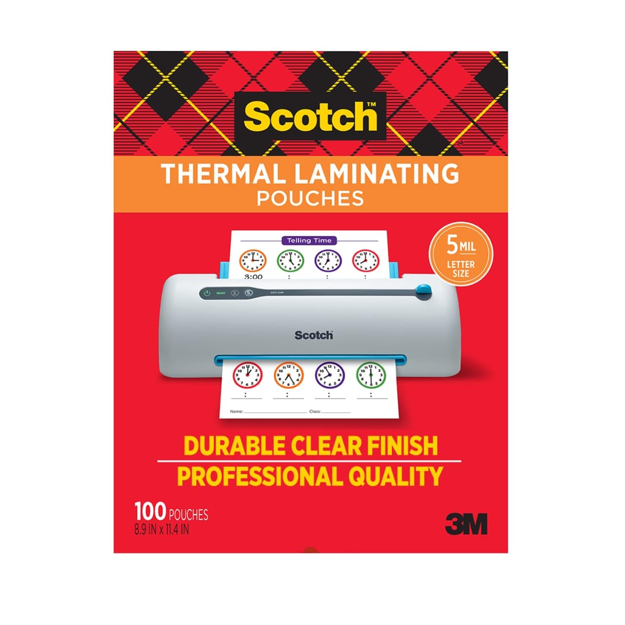 Scotch Thermal Laminating Pouches, 100 Count, Clear, 5 mil, Laminate Business Cards, Small Banners, Essays, Office or School Supplies, Fits Letter Size 8.9x11.4 in Paper