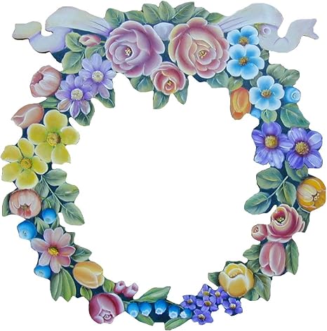 Amazon トールペイント ご自分で描く図案付白木素材 Mh 038 花のリース トールペイント 通販