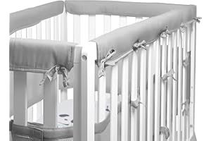 IQYIQY 4-Pcs Bed Rail Guard Cover, Protect Baby Teeth and Save Rails, Rail Edge Protector Strip, Soft Anti-Collision Corner Cover in Cotton Fabrics, Cover 52" x 28" 4 Sides Full-Size Bed Rail, Grey