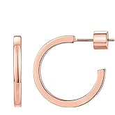 PAVOI 14K Gold Plated Thin Square Edge Open Hoop Earrings for Women | Trendy Lightweight Open Hoops