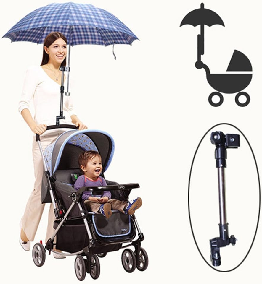 Rorychen Baby Infant Stroller Umbrella Holder Bracket Pram Swivel Connector Length Angle Adjustable Stroller Chair Umbrella Bar Holder Mount Stand Handle Bar Stand Holder Bracket Bicycle Wheelchair