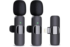 Nartoup Wireless Microphone for iPhone, 2 Pack Professional Dual Lavalier Microphone for Video Recording, Live Streaming, YouTube, Facebook, TikTok, Vlog, Presentation